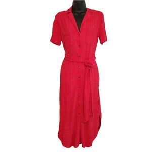 Maeve By Anthropologie Aria textured shirtdress red midi size S